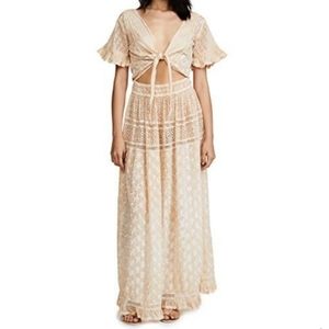 Sunday Saint Tropez Oreka Tie Front Maxi Dress Champagne women's (S/small)